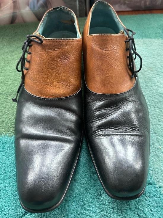 Fluevog VERY GOOD Executor Silvio black, tan, green side-lace leather loafer-12 main image 13